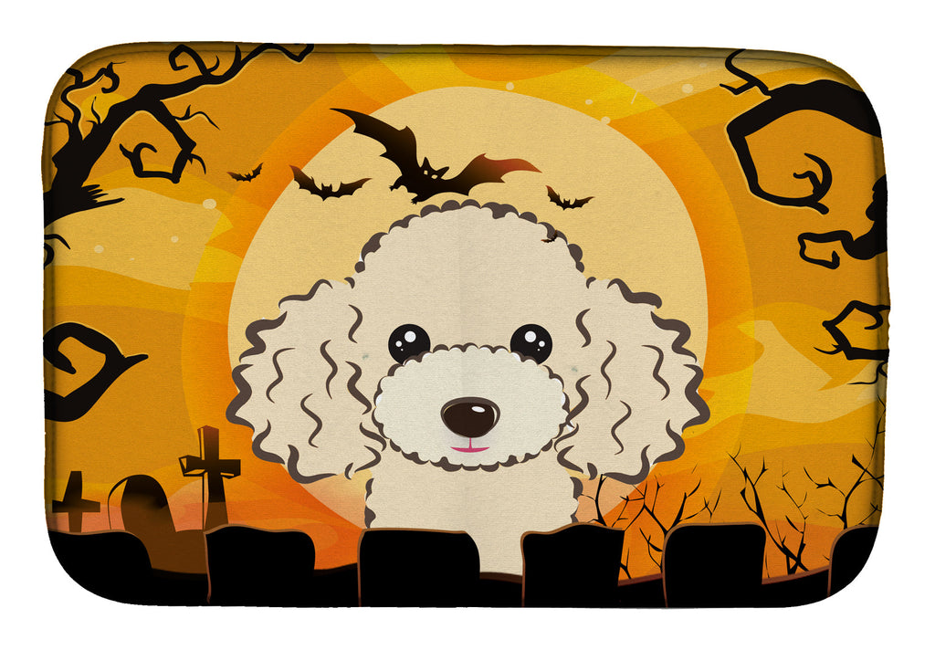 Halloween Buff Poodle Dish Drying Mat Absorbent Dish Drying Mat Pad for Kitchen Counter Dish Drainer Mat for Countertop, 14 x 21", Multicolor