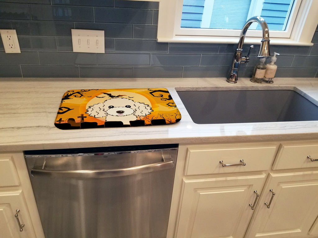 Halloween Buff Poodle Dish Drying Mat Absorbent Dish Drying Mat Pad for Kitchen Counter Dish Drainer Mat for Countertop, 14 x 21", Multicolor