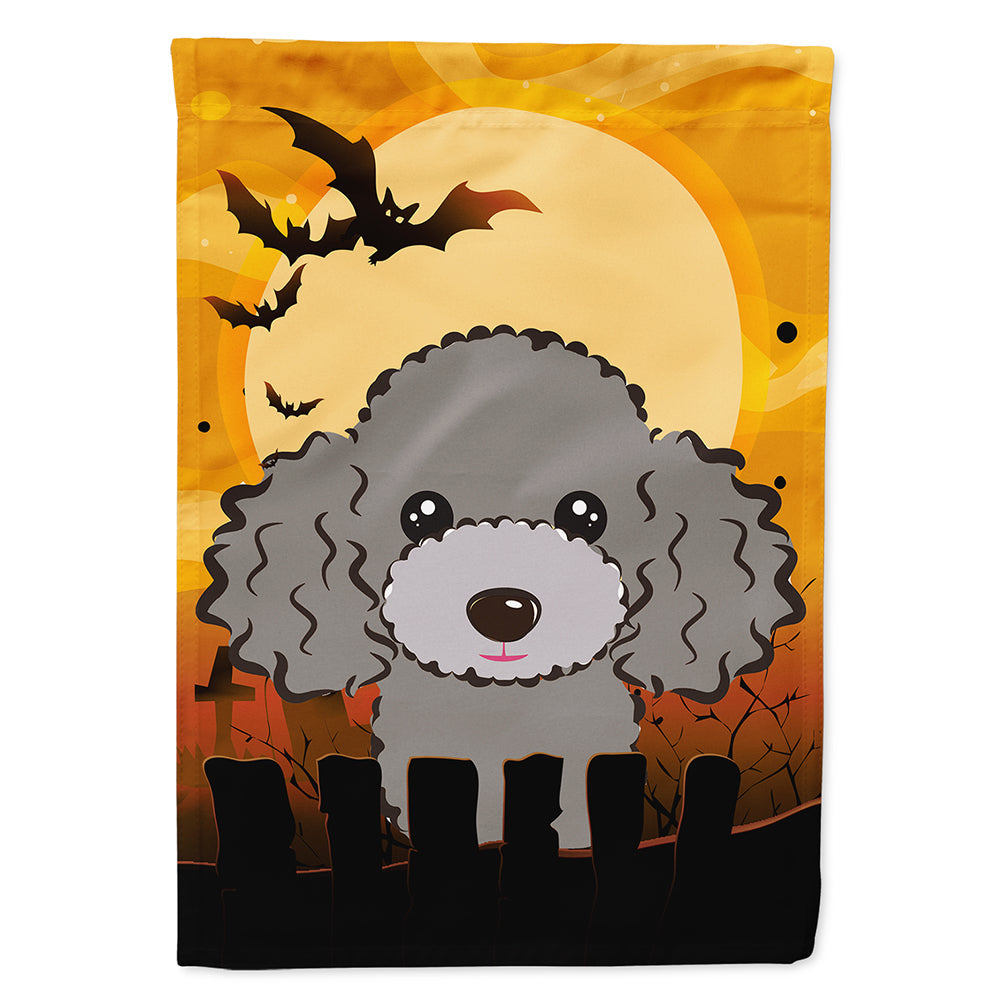 Halloween Silver Gray Poodle House Flag 28x40 Porch Sleeve Pole Decorative Outside Yard Banner Artwork Wall Hanging, Polyester