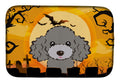 Halloween Silver Gray Poodle Dish Drying Mat Absorbent Dish Drying Mat Pad for Kitchen Counter Dish Drainer Mat for Countertop, 14 x 21", Multicolor