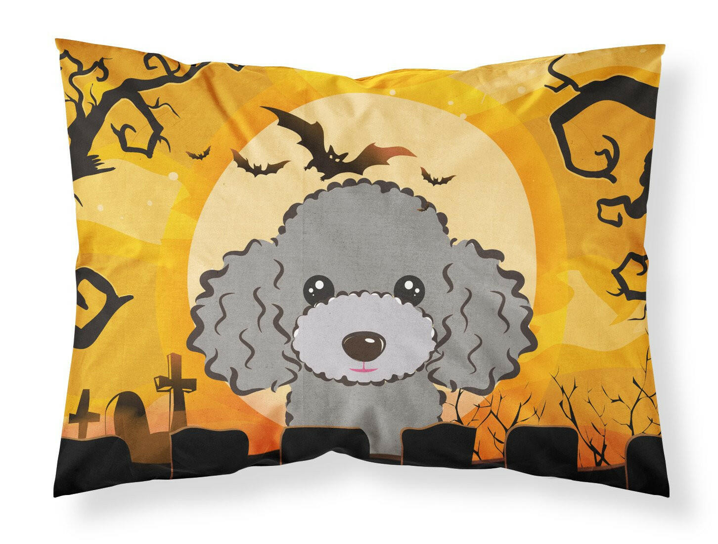 Halloween Silver Gray Poodle Standard Pillowcase Lightweight Super Soft Easy Care Decorative Artwork Pillowcase, Standard