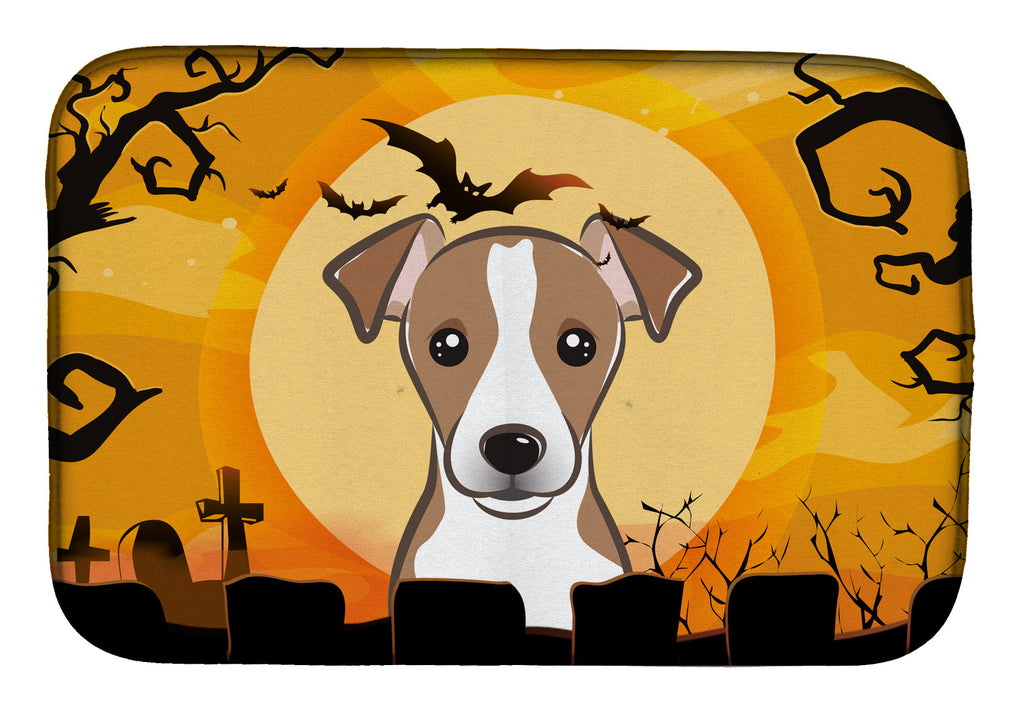 Halloween Jack Russell Terrier Dish Drying Mat Absorbent Dish Drying Mat Pad for Kitchen Counter Dish Drainer Mat for Countertop, 14 x 21", Multicolor