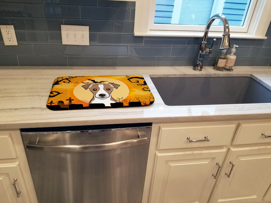 Halloween Jack Russell Terrier Dish Drying Mat Absorbent Dish Drying Mat Pad for Kitchen Counter Dish Drainer Mat for Countertop, 14 x 21", Multicolor