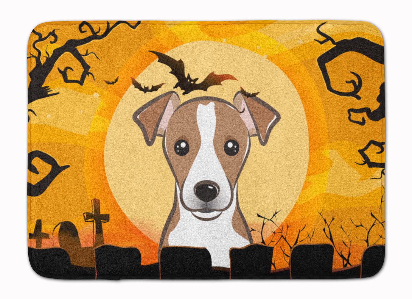 Halloween Jack Russell Terrier Memory Foam Kitchen Mat Machine Washable Anti-Fatigue Cushion Comfort Bath or Kitchen Rug