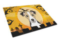 Halloween Jack Russell Terrier Cutting Board Tempered Glass Kitchen Cutting Surface, Heat Resistant Chopping, Non-Slip Feet, Food Prep & Serving