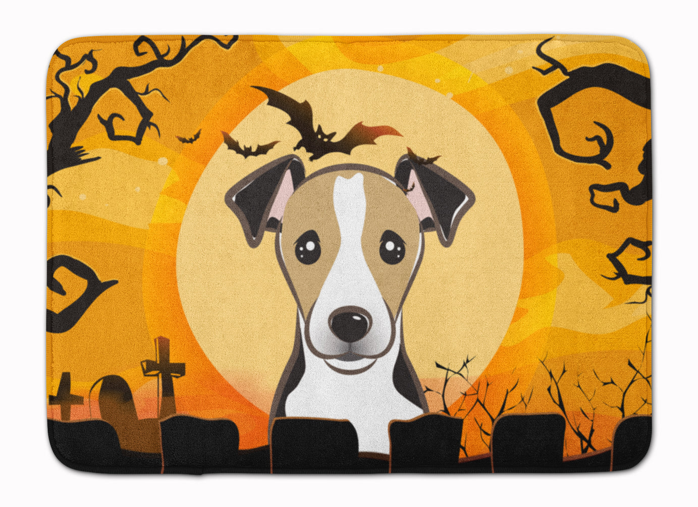 Halloween Jack Russell Terrier Memory Foam Kitchen Mat Machine Washable Anti-Fatigue Cushion Comfort Bath or Kitchen Rug