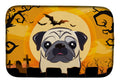 Halloween Fawn Pug Dish Drying Mat Absorbent Dish Drying Mat Pad for Kitchen Counter Dish Drainer Mat for Countertop, 14 x 21", Multicolor