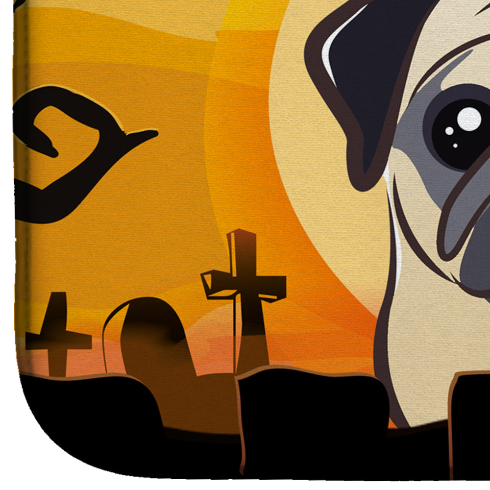 Halloween Fawn Pug Dish Drying Mat Absorbent Dish Drying Mat Pad for Kitchen Counter Dish Drainer Mat for Countertop, 14 x 21", Multicolor