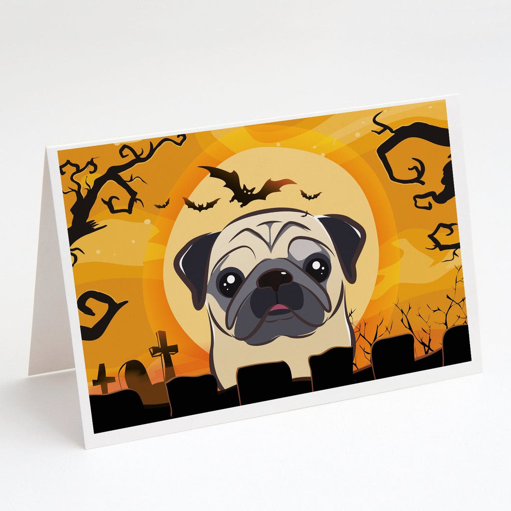 Halloween Fawn Pug Greeting Cards Pack of 8 Blank Cards with Envelopes Whimsical A7 Size 5x7