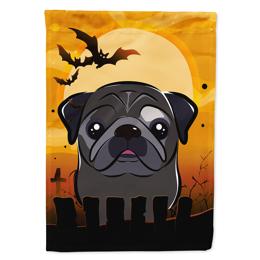 Halloween Black Pug House Flag 28x40 Porch Sleeve Pole Decorative Outside Yard Banner Artwork Wall Hanging, Polyester