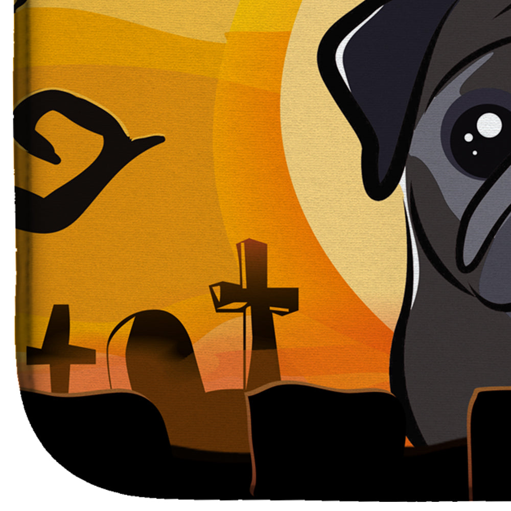 Halloween Black Pug Dish Drying Mat Absorbent Dish Drying Mat Pad for Kitchen Counter Dish Drainer Mat for Countertop, 14 x 21", Multicolor
