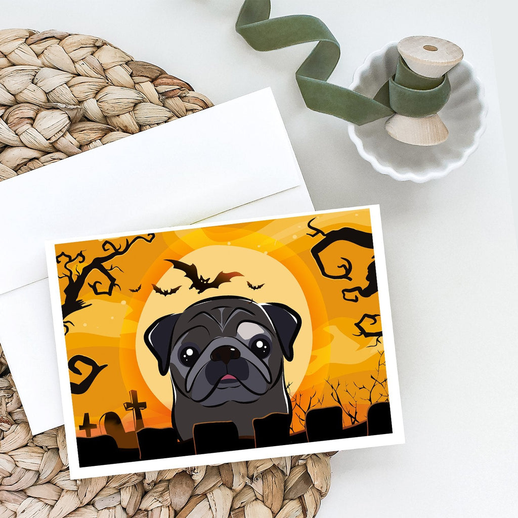 Halloween Black Pug Greeting Cards Pack of 8 Blank Cards with Envelopes Whimsical A7 Size 5x7