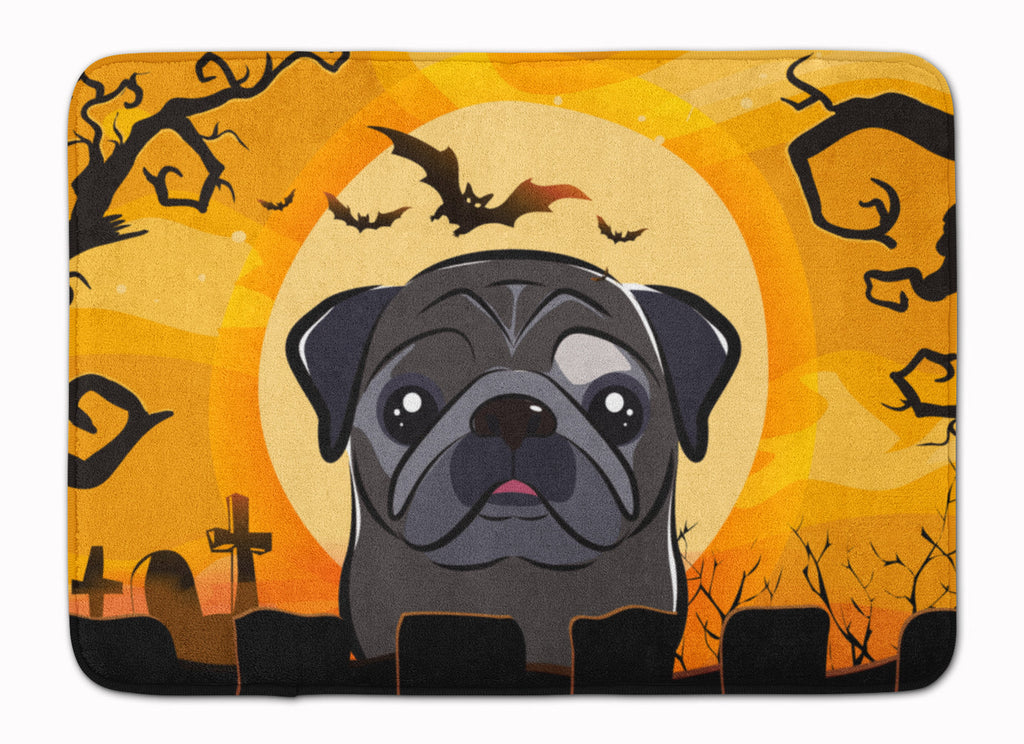 Halloween Black Pug Memory Foam Kitchen Mat Machine Washable Anti-Fatigue Cushion Comfort Bath or Kitchen Rug