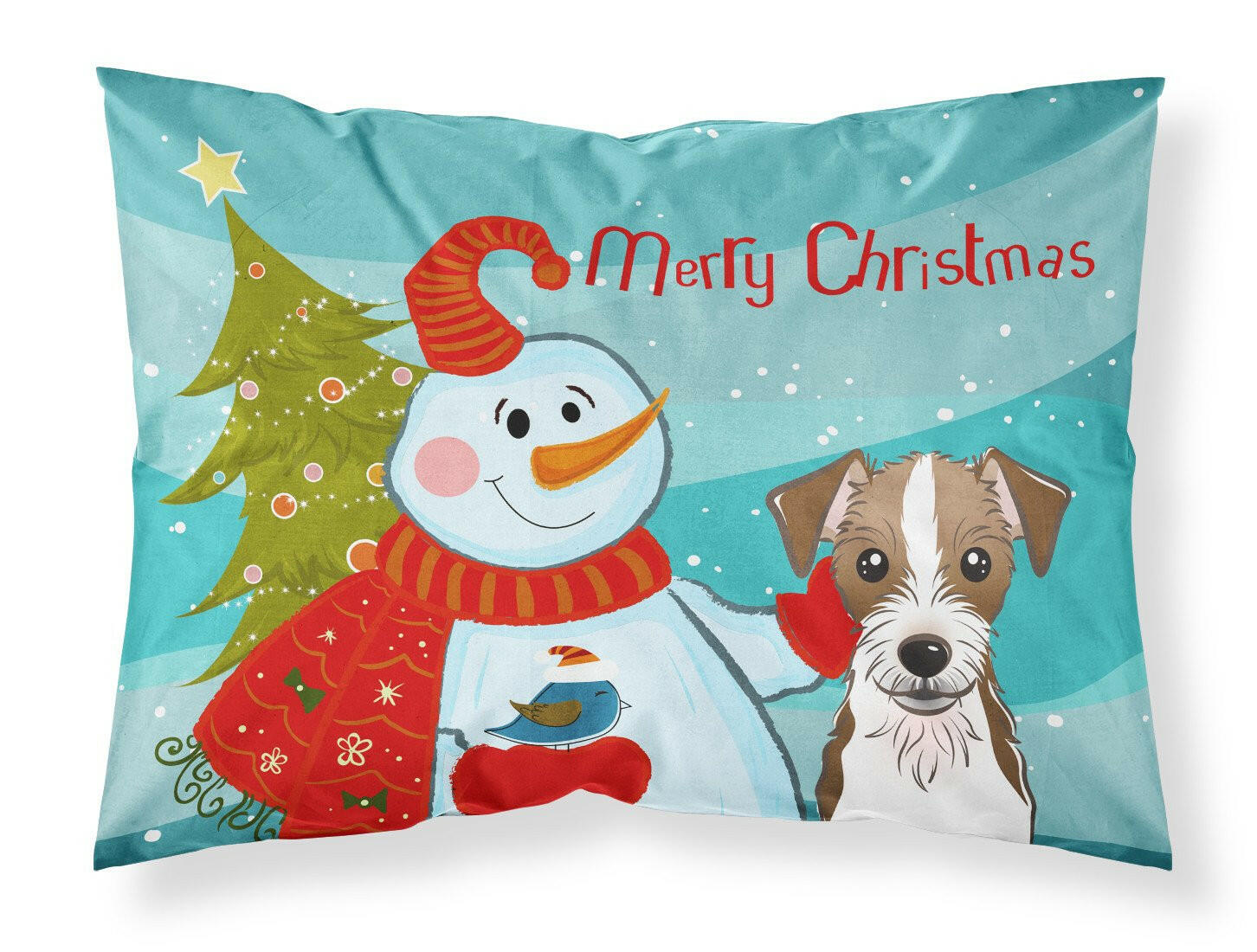 Snowman with Jack Russell Terrier Standard Pillowcase Lightweight Super Soft Easy Care Decorative Artwork Pillowcase, Standard