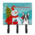 Snowman with Boston Terrier Leash or Key Holder Wall Hooks, Coat Rack Wall Mount, for Hanging Keys, Towels, Aprons, Leashes