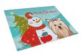 Snowman with Yorkie Yorkishire Terrier Cutting Board Tempered Glass Kitchen Cutting Surface, Heat Resistant Chopping, Non-Slip Feet, Food Prep & Serving