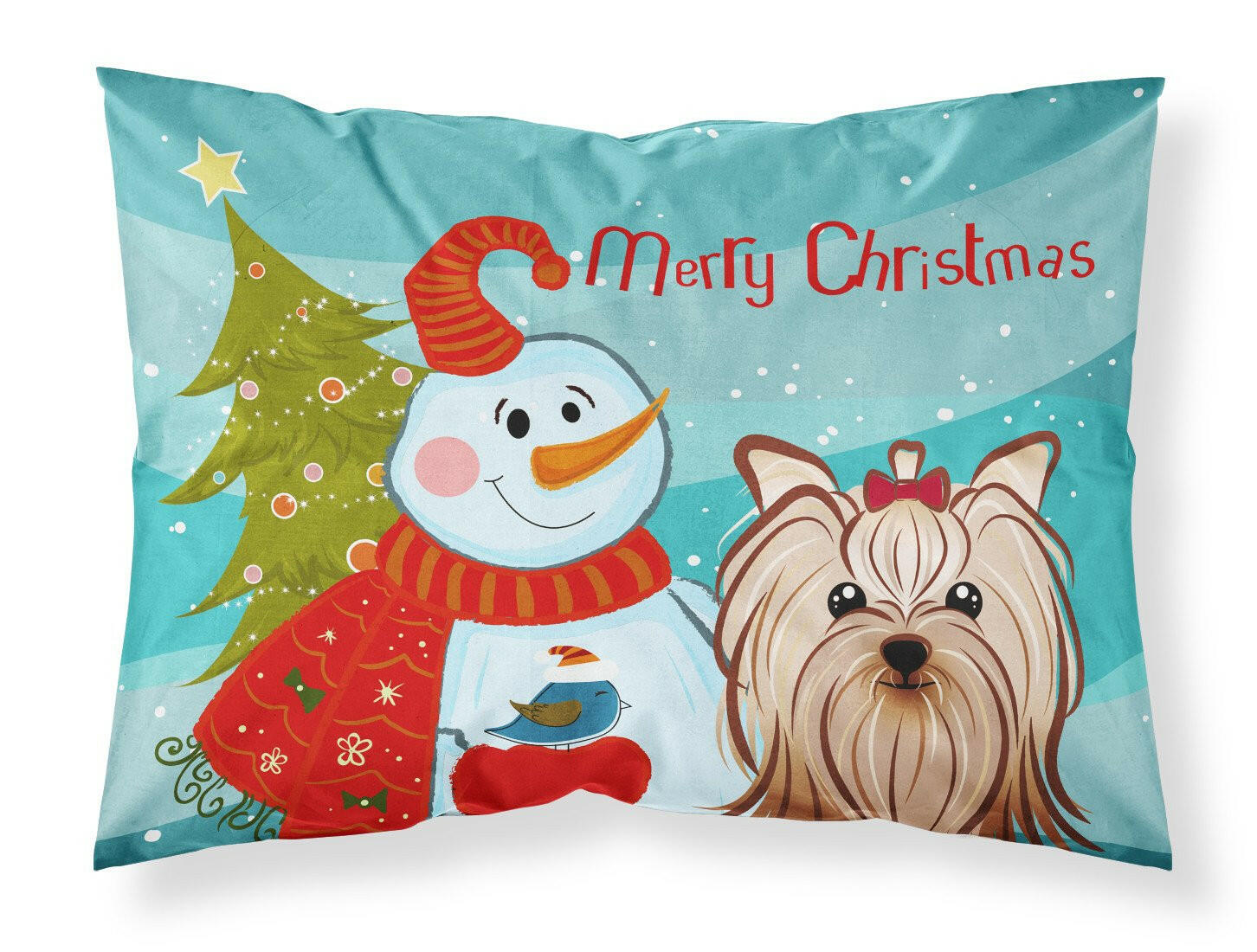 Snowman with Yorkie Yorkishire Terrier Standard Pillowcase Lightweight Super Soft Easy Care Decorative Artwork Pillowcase, Standard