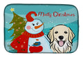Snowman with Golden Retriever Dish Drying Mat Absorbent Dish Drying Mat Pad for Kitchen Counter Dish Drainer Mat for Countertop, 14 x 21", Multicolor