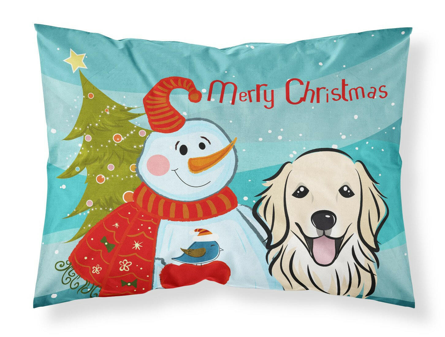 Snowman with Golden Retriever Standard Pillowcase Lightweight Super Soft Easy Care Decorative Artwork Pillowcase, Standard