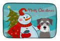 Snowman with Schnauzer Dish Drying Mat Absorbent Dish Drying Mat Pad for Kitchen Counter Dish Drainer Mat for Countertop, 14 x 21", Multicolor