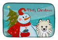 Snowman with Pomeranian Dish Drying Mat Absorbent Dish Drying Mat Pad for Kitchen Counter Dish Drainer Mat for Countertop, 14 x 21", Multicolor