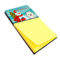 Snowman with Pomeranian Watercolor Sticky Note Holder Refillable Dispenser Desk Accessory 3x3 Pad Gift