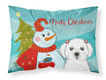 Snowman with Maltese Standard Pillowcase Lightweight Super Soft Easy Care Decorative Artwork Pillowcase, Standard