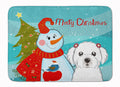 Snowman with Maltese Memory Foam Kitchen Mat Machine Washable Anti-Fatigue Cushion Comfort Bath or Kitchen Rug