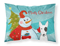 Snowman with Bull Terrier Standard Pillowcase Lightweight Super Soft Easy Care Decorative Artwork Pillowcase, Standard