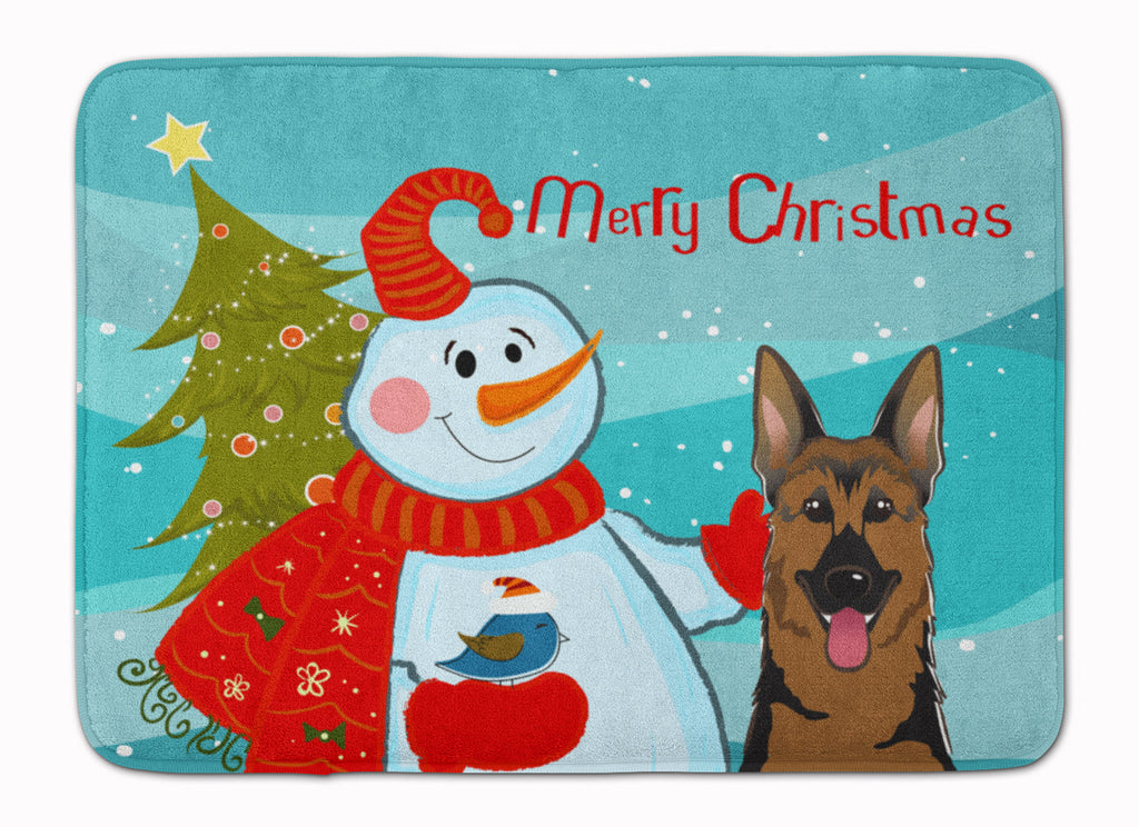 Snowman with German Shepherd Memory Foam Kitchen Mat Machine Washable Anti-Fatigue Cushion Comfort Bath or Kitchen Rug