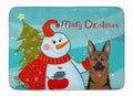 Snowman with German Shepherd Memory Foam Kitchen Mat Machine Washable Anti-Fatigue Cushion Comfort Bath or Kitchen Rug