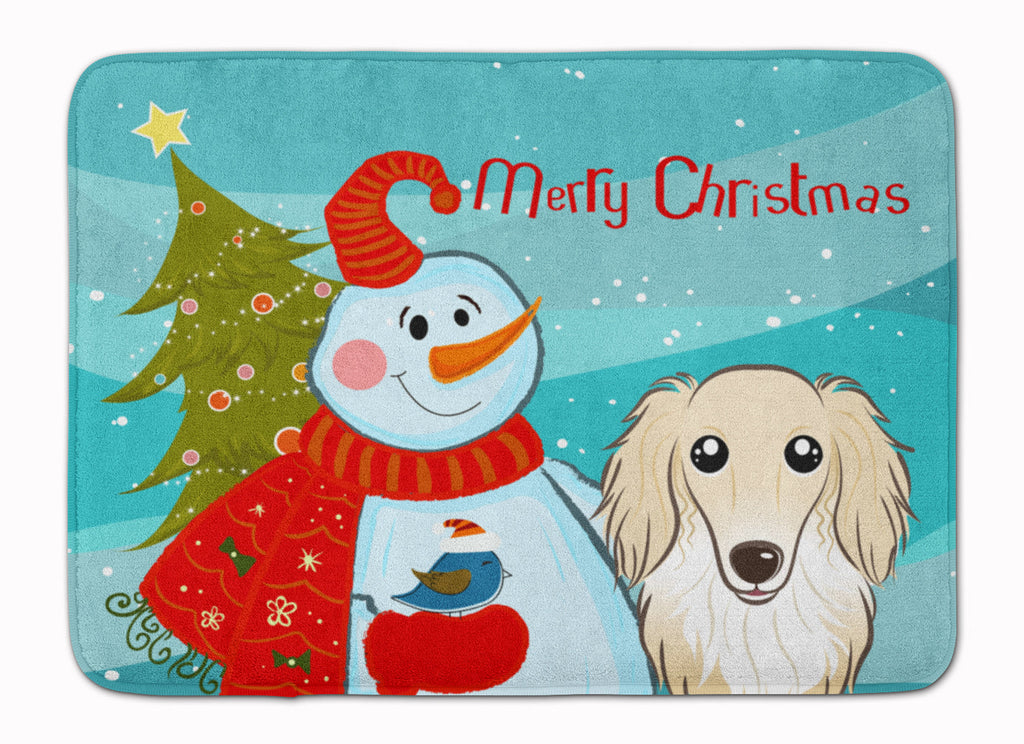 Snowman with Longhair Creme Dachshund Memory Foam Kitchen Mat Machine Washable Anti-Fatigue Cushion Comfort Bath or Kitchen Rug
