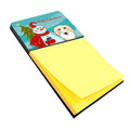 Snowman with Longhair Creme Dachshund Watercolor Sticky Note Holder Refillable Dispenser Desk Accessory 3x3 Pad Gift