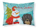 Snowman with Longhair Black and Tan Dachshund Standard Pillowcase Lightweight Super Soft Easy Care Decorative Artwork Pillowcase, Standard