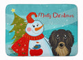 Snowman with Longhair Black and Tan Dachshund Memory Foam Kitchen Mat Machine Washable Anti-Fatigue Cushion Comfort Bath or Kitchen Rug