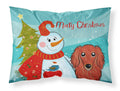 Snowman with Longhair Red Dachshund Standard Pillowcase Lightweight Super Soft Easy Care Decorative Artwork Pillowcase, Standard
