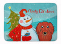 Snowman with Longhair Red Dachshund Memory Foam Kitchen Mat Machine Washable Anti-Fatigue Cushion Comfort Bath or Kitchen Rug