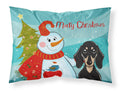 Snowman with Smooth Black and Tan Dachshund Standard Pillowcase Lightweight Super Soft Easy Care Decorative Artwork Pillowcase, Standard