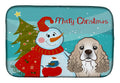 Snowman with Cocker Spaniel Dish Drying Mat Absorbent Dish Drying Mat Pad for Kitchen Counter Dish Drainer Mat for Countertop, 14 x 21", Multicolor