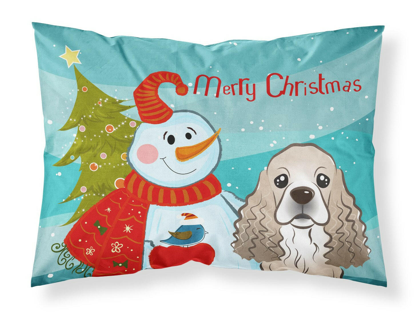 Snowman with Cocker Spaniel Standard Pillowcase Lightweight Super Soft Easy Care Decorative Artwork Pillowcase, Standard