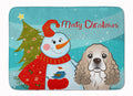 Snowman with Cocker Spaniel Memory Foam Kitchen Mat Machine Washable Anti-Fatigue Cushion Comfort Bath or Kitchen Rug