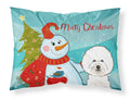 Snowman with Bichon Frise Standard Pillowcase Lightweight Super Soft Easy Care Decorative Artwork Pillowcase, Standard