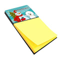 Snowman with Bichon Frise Watercolor Sticky Note Holder Refillable Dispenser Desk Accessory 3x3 Pad Gift