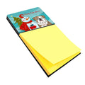 Snowman with English Bulldog  Watercolor Sticky Note Holder Refillable Dispenser Desk Accessory 3x3 Pad Gift