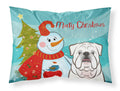 Snowman with White English Bulldog  Standard Pillowcase Lightweight Super Soft Easy Care Decorative Artwork Pillowcase, Standard