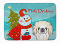 Snowman with Pekingese Memory Foam Kitchen Mat Machine Washable Anti-Fatigue Cushion Comfort Bath or Kitchen Rug