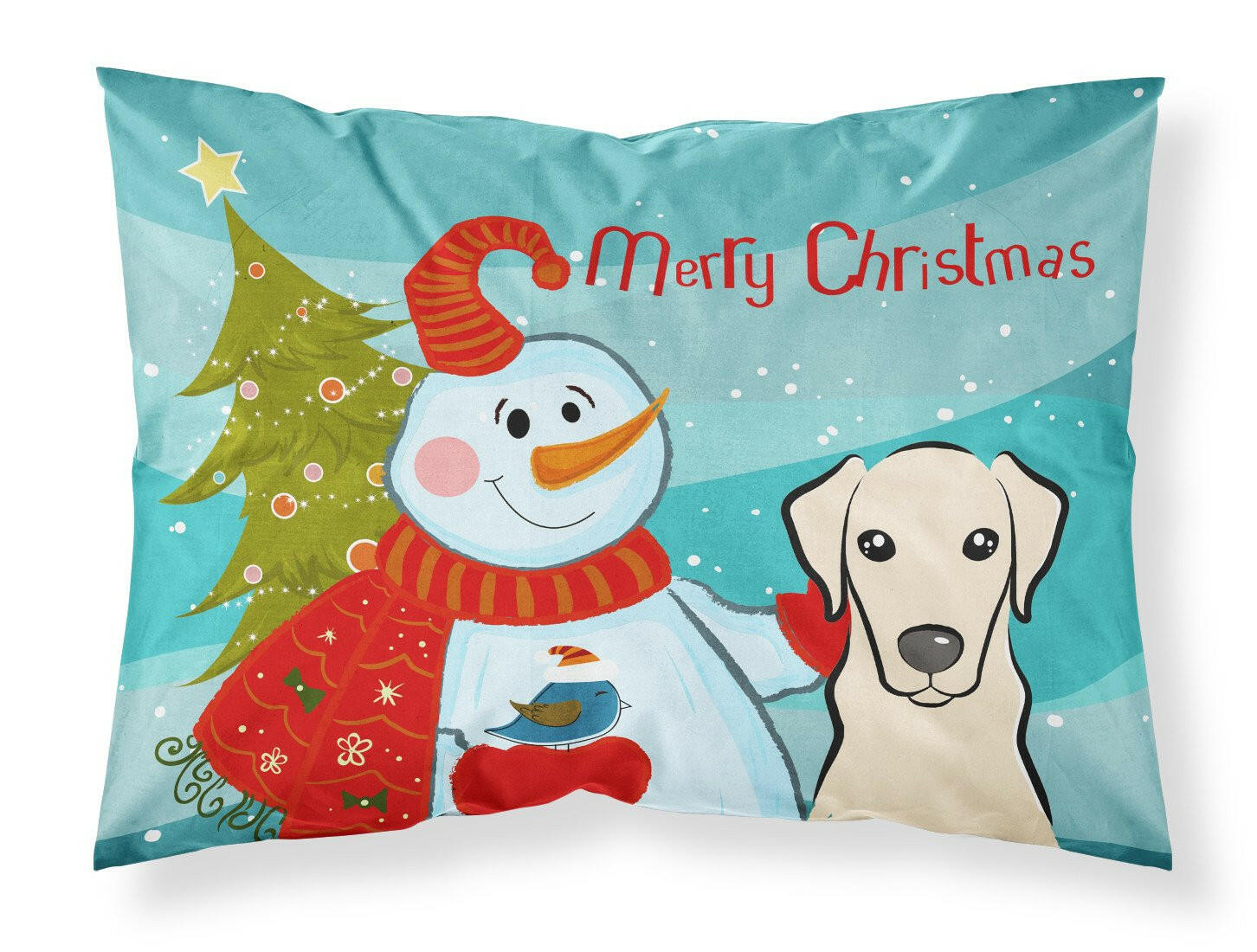 Snowman with Yellow Labrador Standard Pillowcase Lightweight Super Soft Easy Care Decorative Artwork Pillowcase, Standard