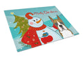 Snowman with Boxer Cutting Board Tempered Glass Kitchen Cutting Surface, Heat Resistant Chopping, Non-Slip Feet, Food Prep & Serving