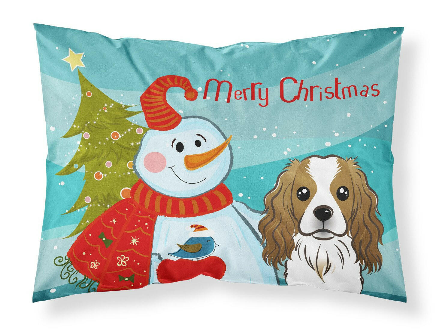 Snowman with Cavalier Spaniel Standard Pillowcase Lightweight Super Soft Easy Care Decorative Artwork Pillowcase, Standard