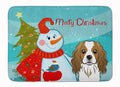 Snowman with Cavalier Spaniel Memory Foam Kitchen Mat Machine Washable Anti-Fatigue Cushion Comfort Bath or Kitchen Rug